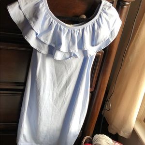 H&M light blue ruffle off shoulder dress